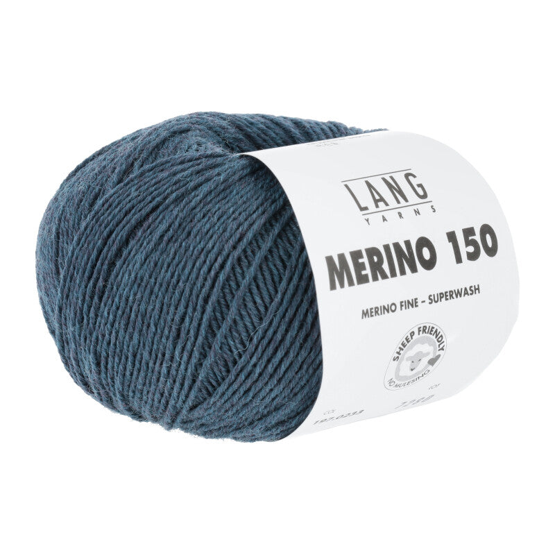 Lang Yarns Merino 150 Yarn, 150m / 50g – Petrol Mélange (0233)