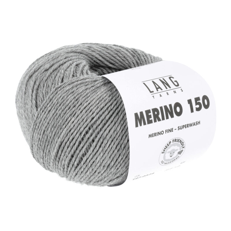 Lang Yarns Merino 150 Yarn, 150m / 50g – Grey / Mélange (0324)