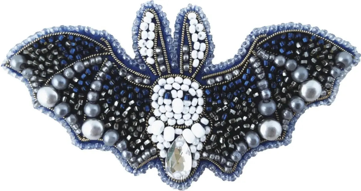 Beadwork kit for creating a crystal bat brooch.