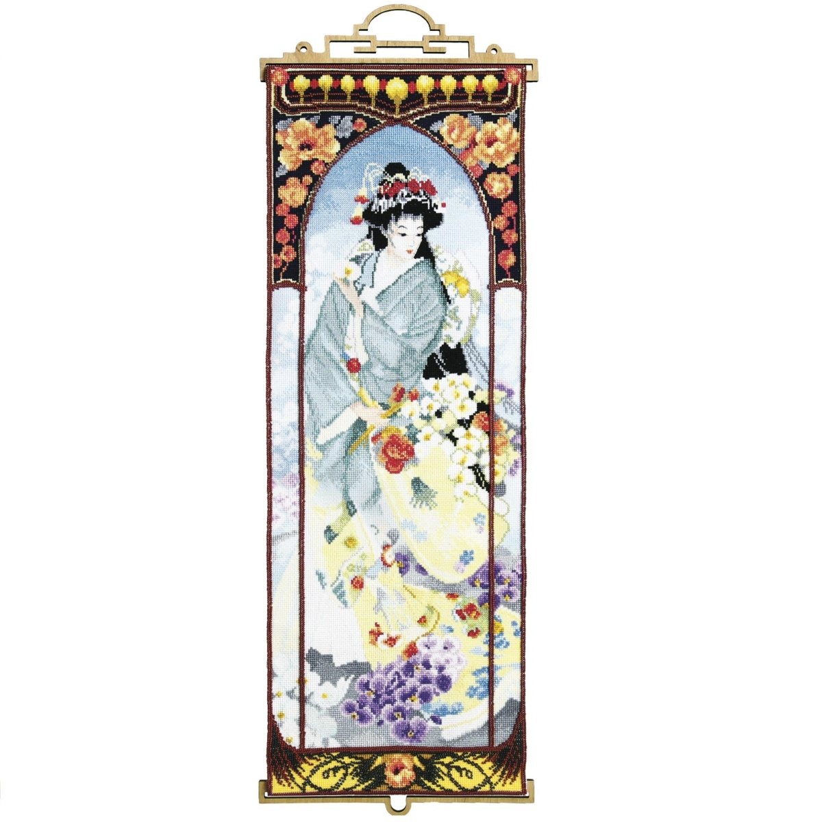 GEISHA WITH ORCHIDS Counted Cross Stitch Kit