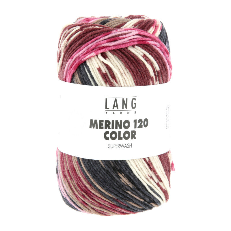 Lang Yarns Merino 120 Color – 100g / 240m – Rose/Offwhite/Brown/Pink (0009)