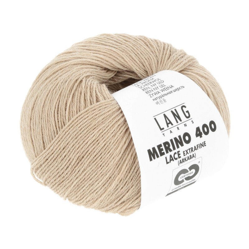 Lang Yarns Merino 400 Lace – 25g / 200m – Beige Mélange (0326)