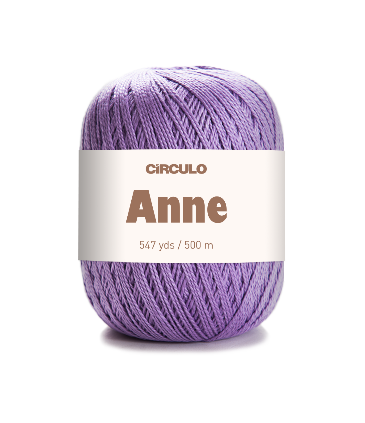 Circulo ANNE - 100% mercerized Cotton Yarn, 500m / 147g - Purple ball of yarn with 'Circulo Anne' label on a white background