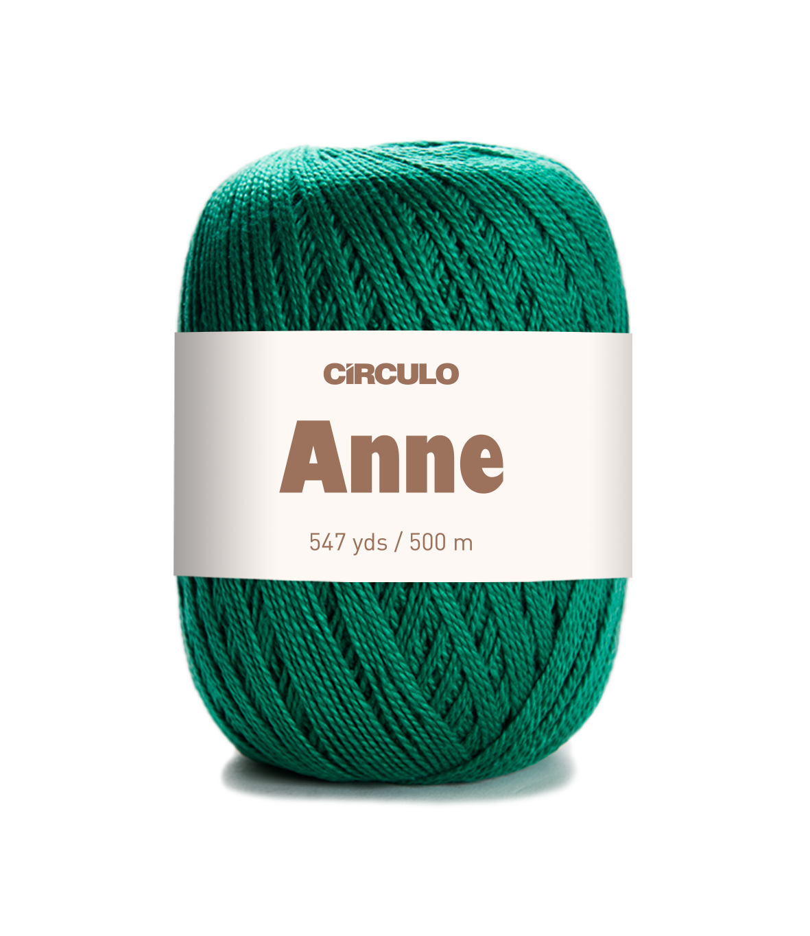 Circulo ANNE - 100% mercerized Cotton Yarn, 500m / 147g - Green ball of yarn with 'Circulo Anne' label on a white background