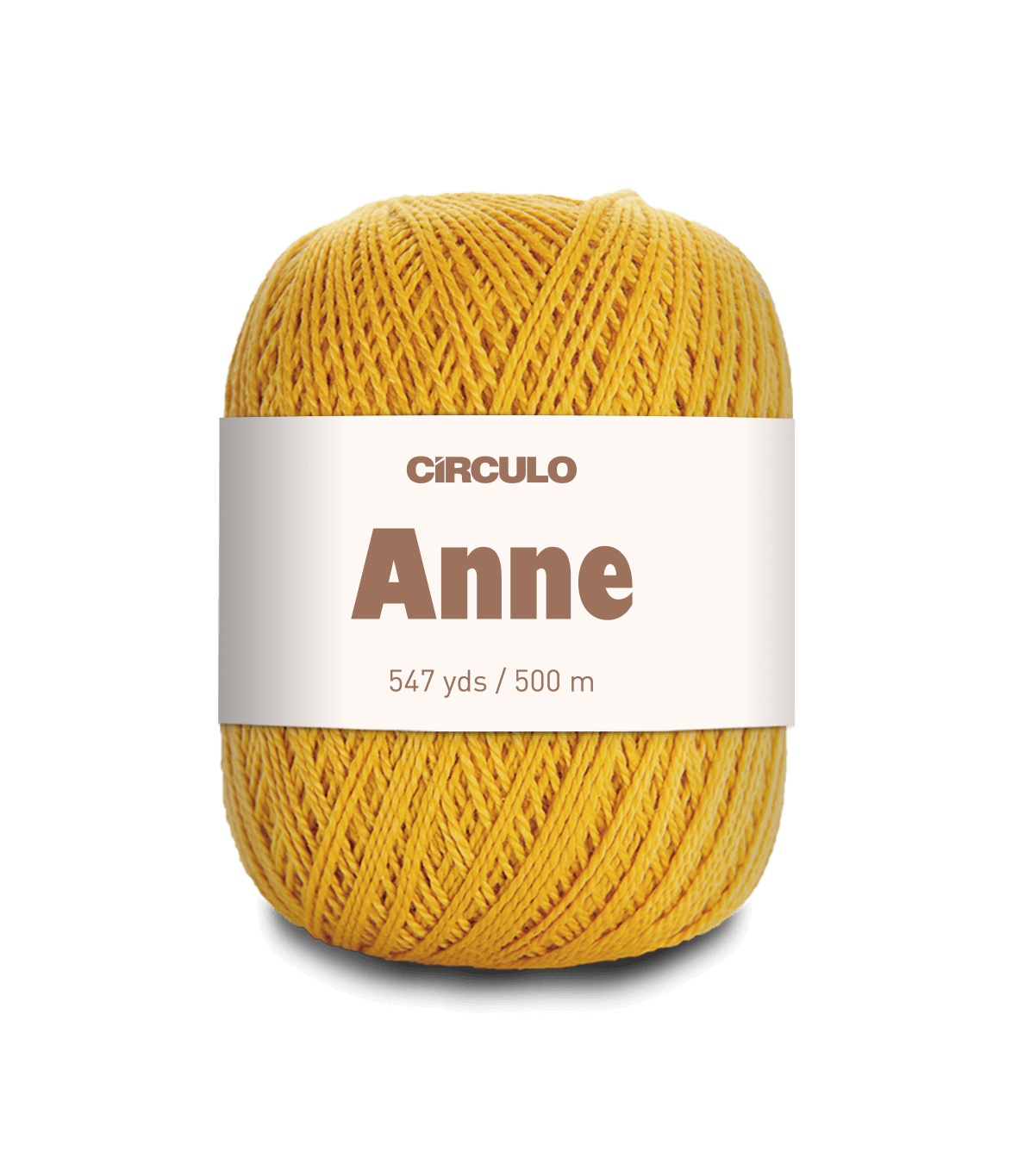 Circulo ANNE - 100% mercerized Cotton Yarn, 500m / 147g - Yellow ball of yarn with a 'Circulo Anne' label on a white background