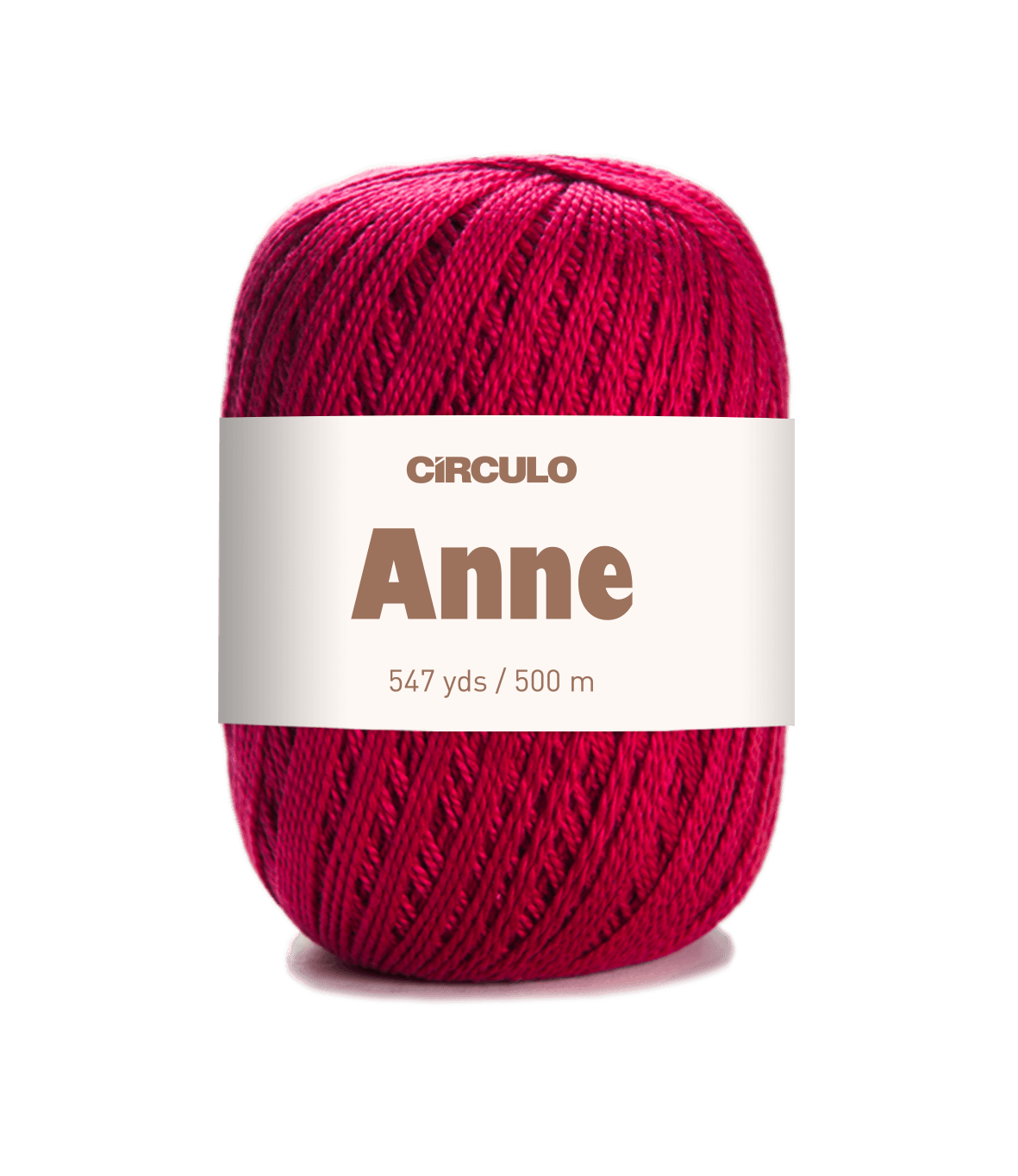 Circulo ANNE - 100% mercerized Cotton Yarn, 500m / 147g - Red ball of yarn with a 'Circulo Anne' label on a white background