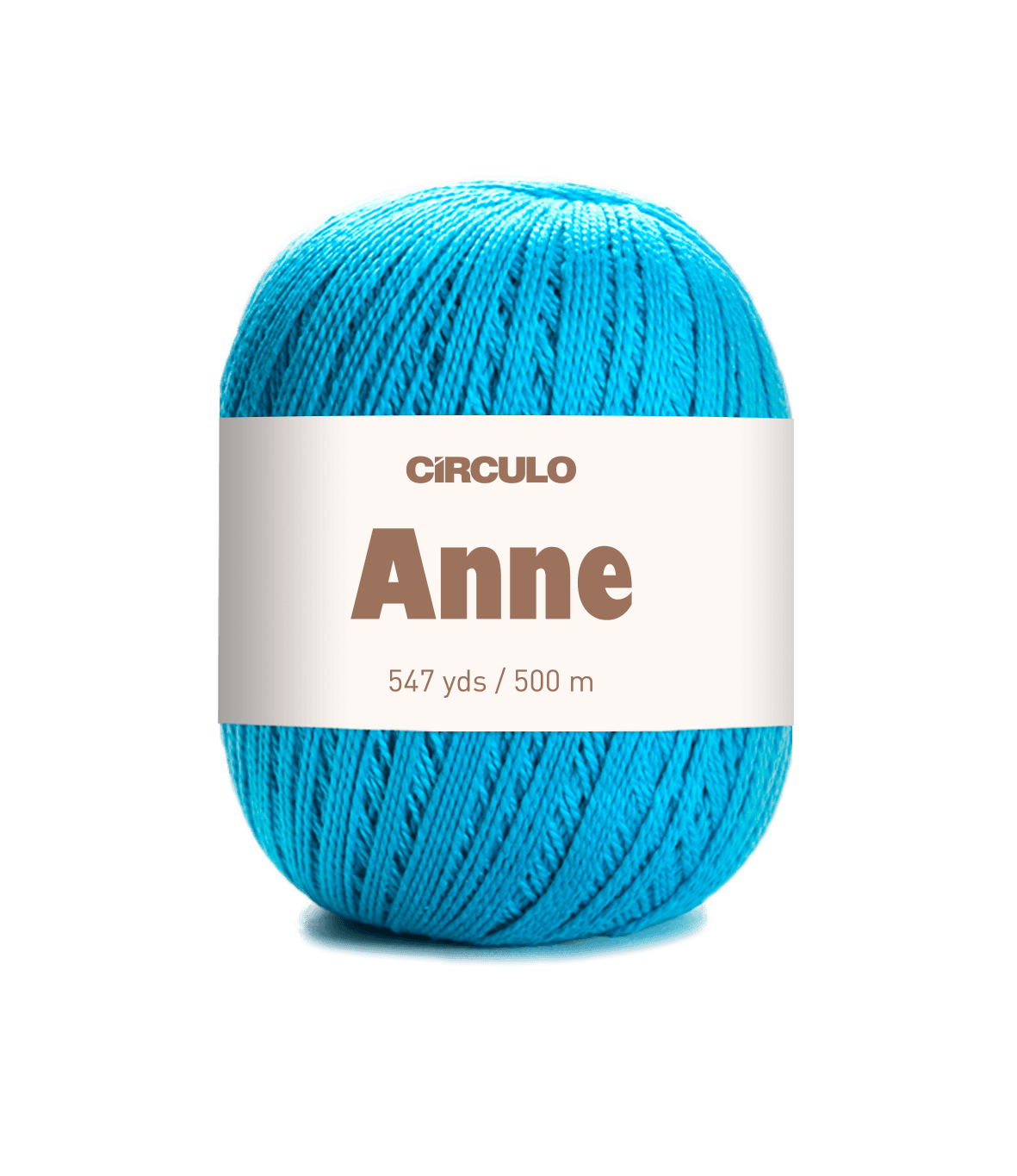 Circulo ANNE - 100% mercerized Cotton Yarn, 500m / 147g - Blue yarn ball with 'Circulo Anne' label on a white background