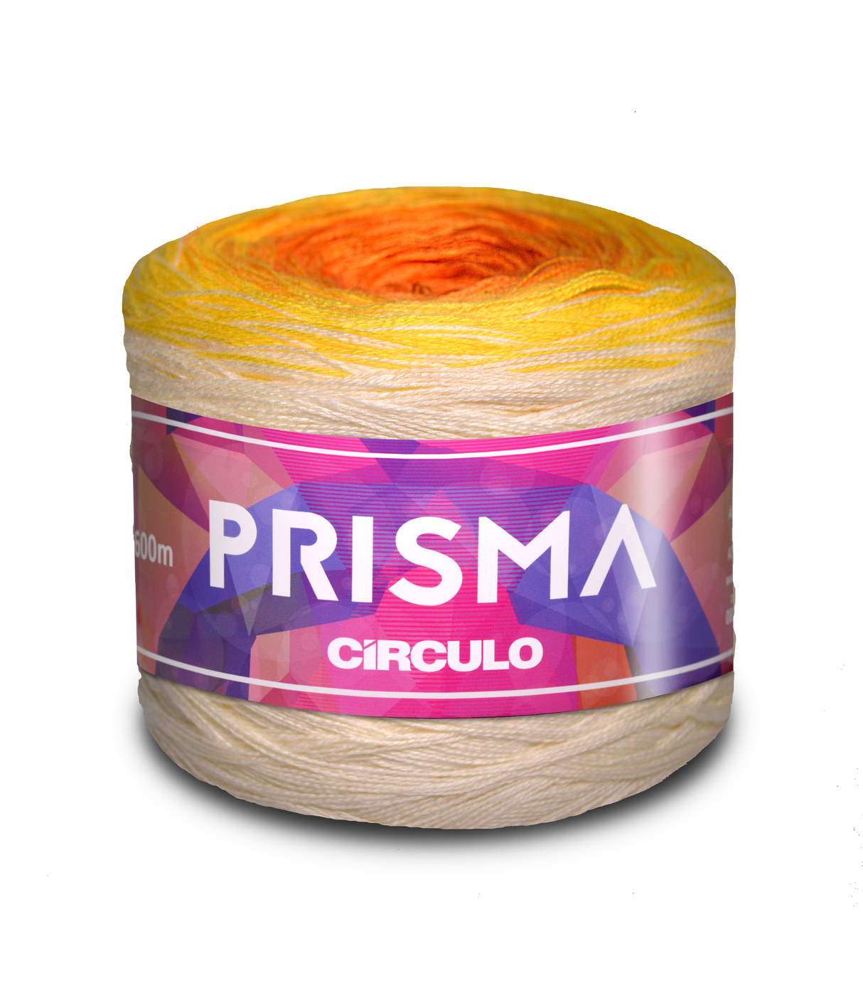 Circulo Prisma gradient cotton acrylic yarn cake, 600 m / 150 g, multicolor yarn with long color transitions for crochet and knitting projects.