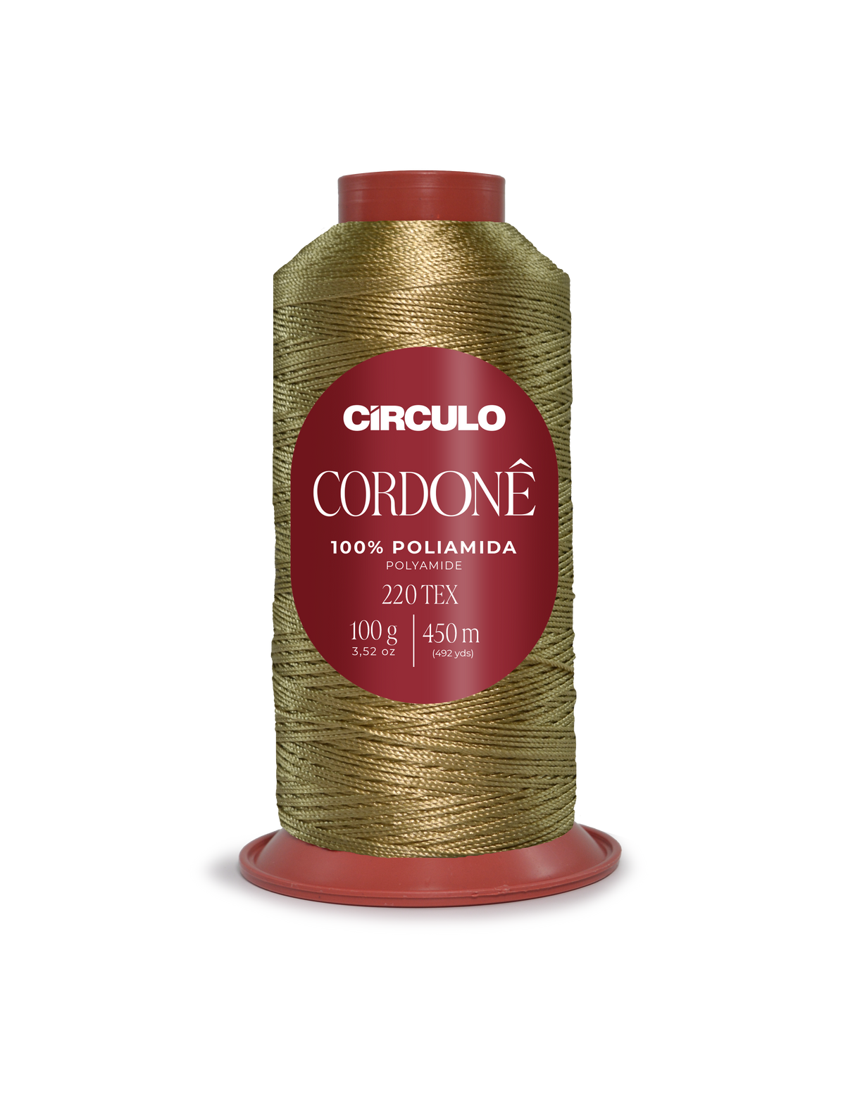 Circulo Cordone 100% Polyamide Crochet Yarn, 450 m / 100 g - Spool of Circulo Cordoné thread on a white background