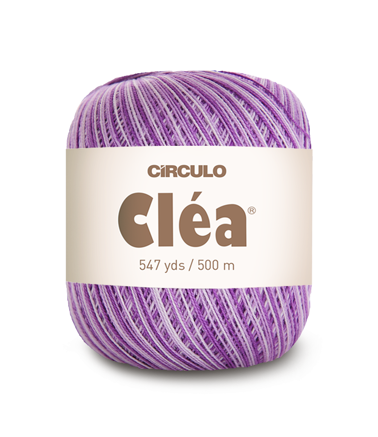 Circulo Clea 100% Cotton Yarn for Crochet and Knitting, 500m/75 gr - Leo Hobby - Purple yarn ball with 'Circulo Clea' label on a white background