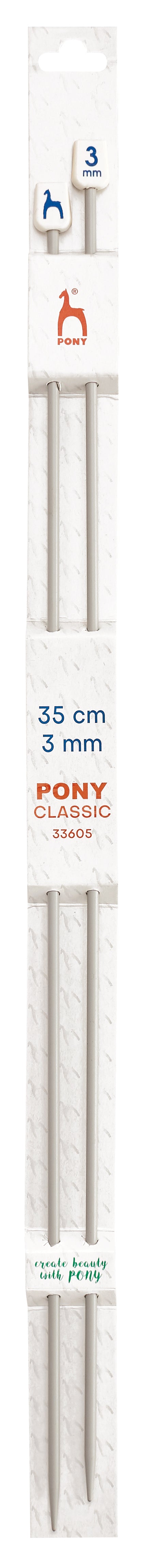 Pony Classic Aluminium Single Pointed Knitting Needles – 35, 40 & 60 cm, 35 cm, 3.00 mm