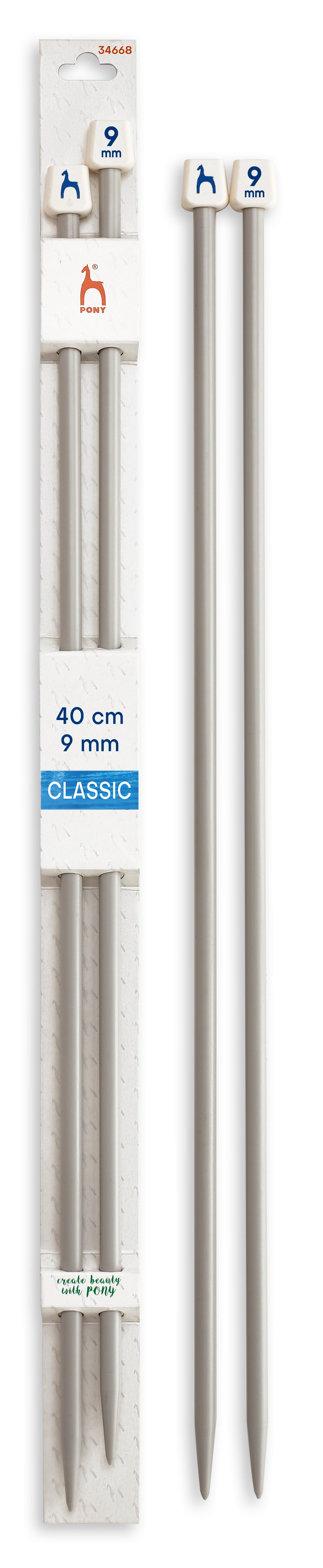 Pony Classic Plastic Single Pointed Knitting Needles – 40 cm, 9.00 mm