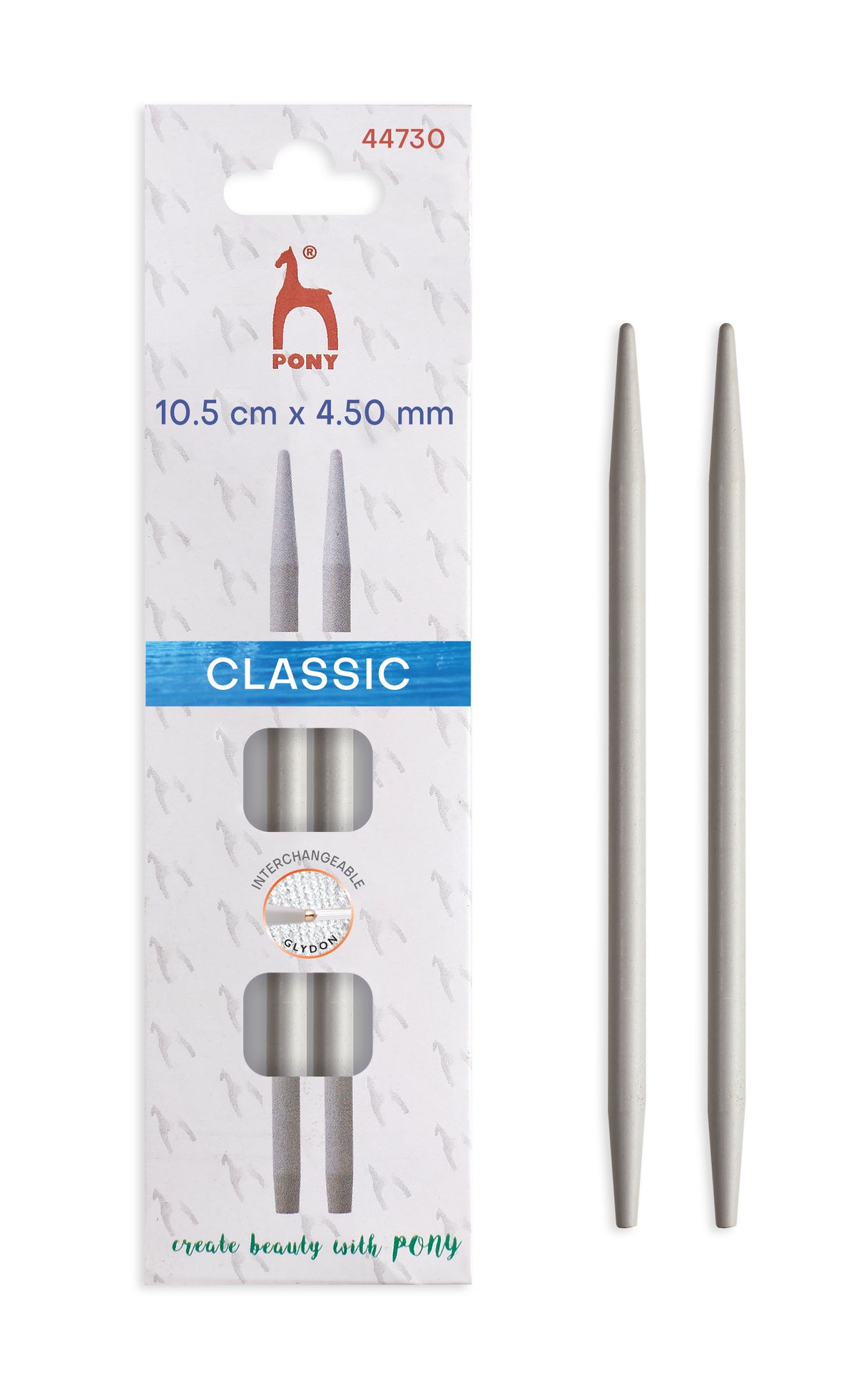 Pony Classic Aluminium Interchangeable Knitting Needle Tips – 10.5 & 14 cm, 10.5 cm, 4.50 mm