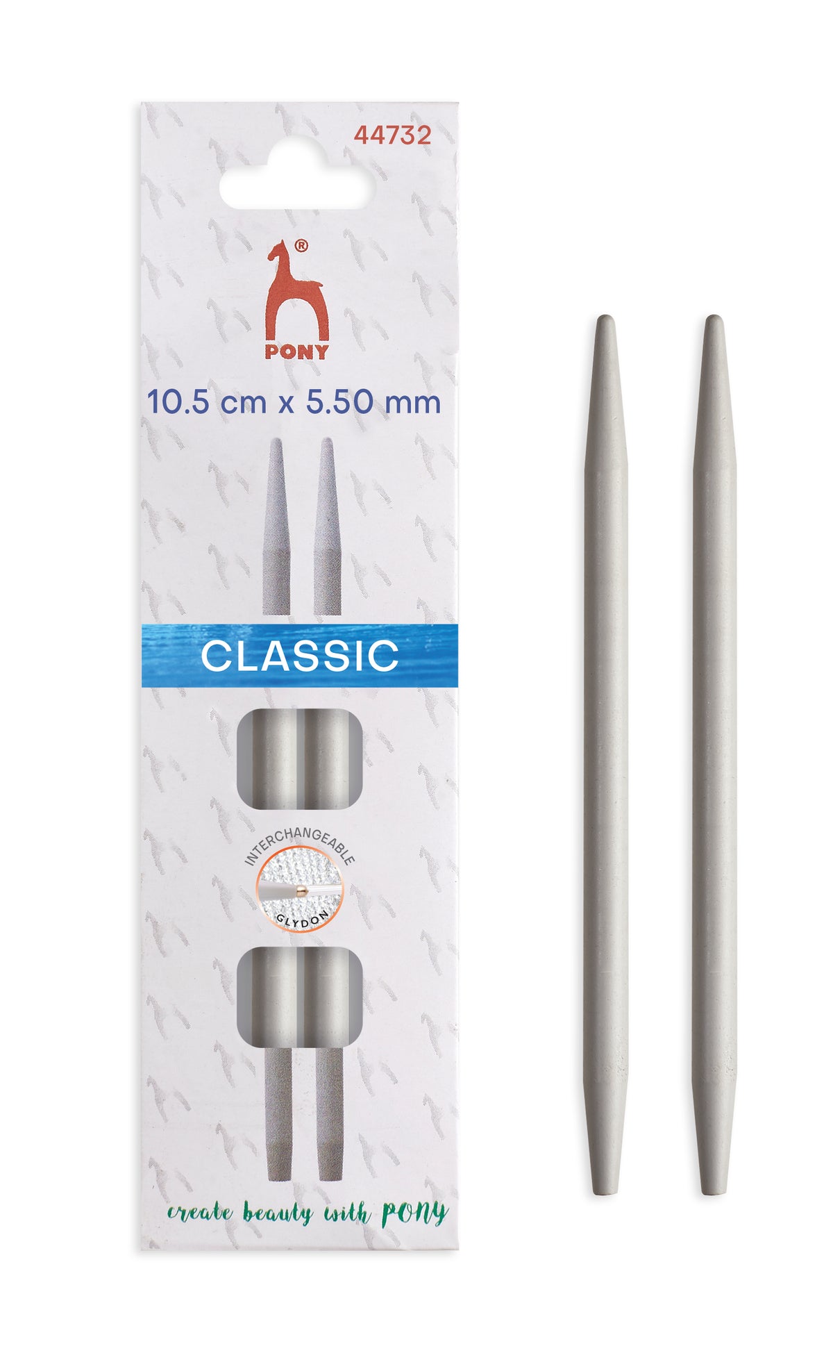 Pony Classic Aluminium Interchangeable Knitting Needle Tips – 10.5 & 14 cm, 10.5 cm, 5.50 mm