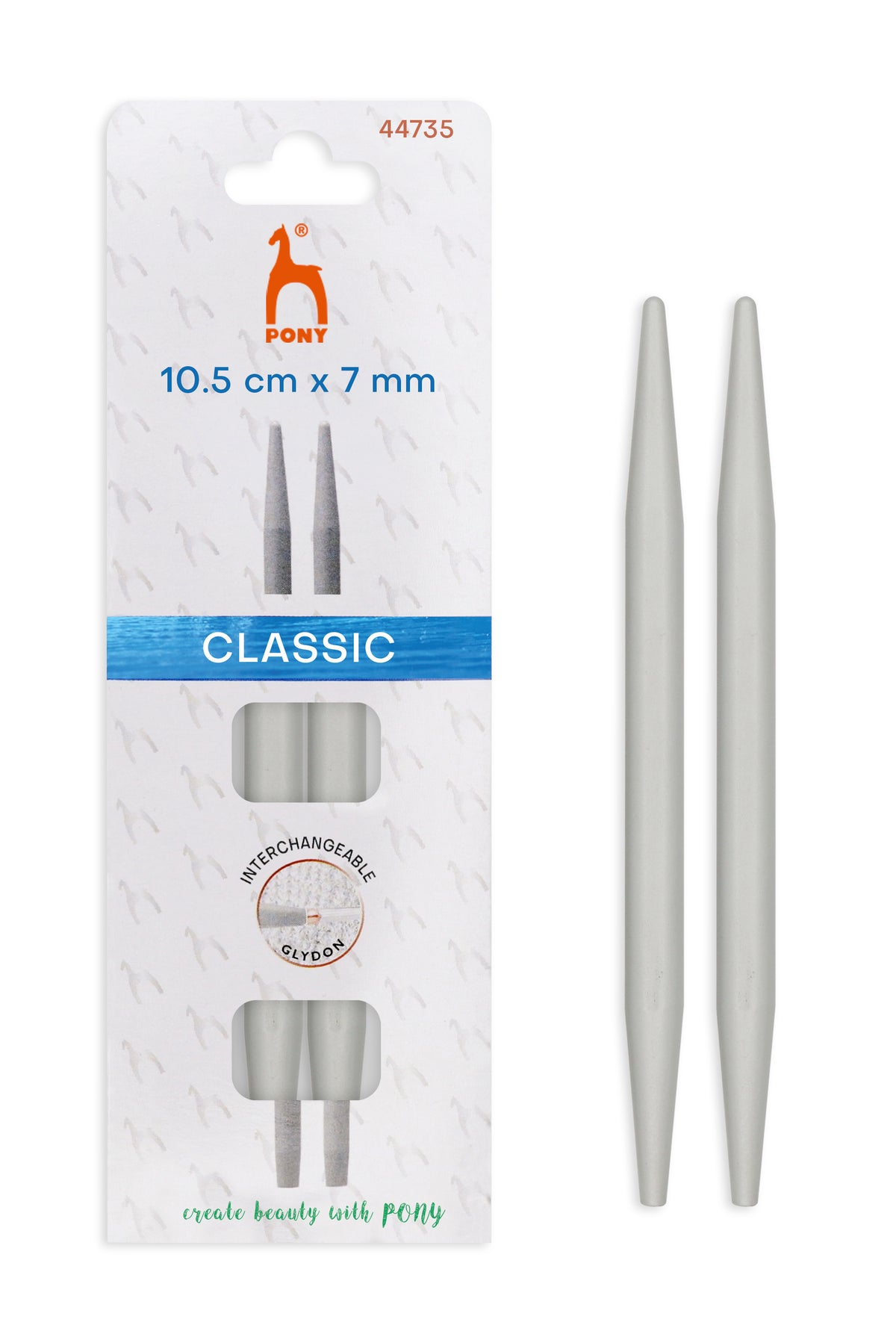 Pony Classic Aluminium Interchangeable Knitting Needle Tips – 10.5 & 14 cm, 10.5 cm, 7.00 mm