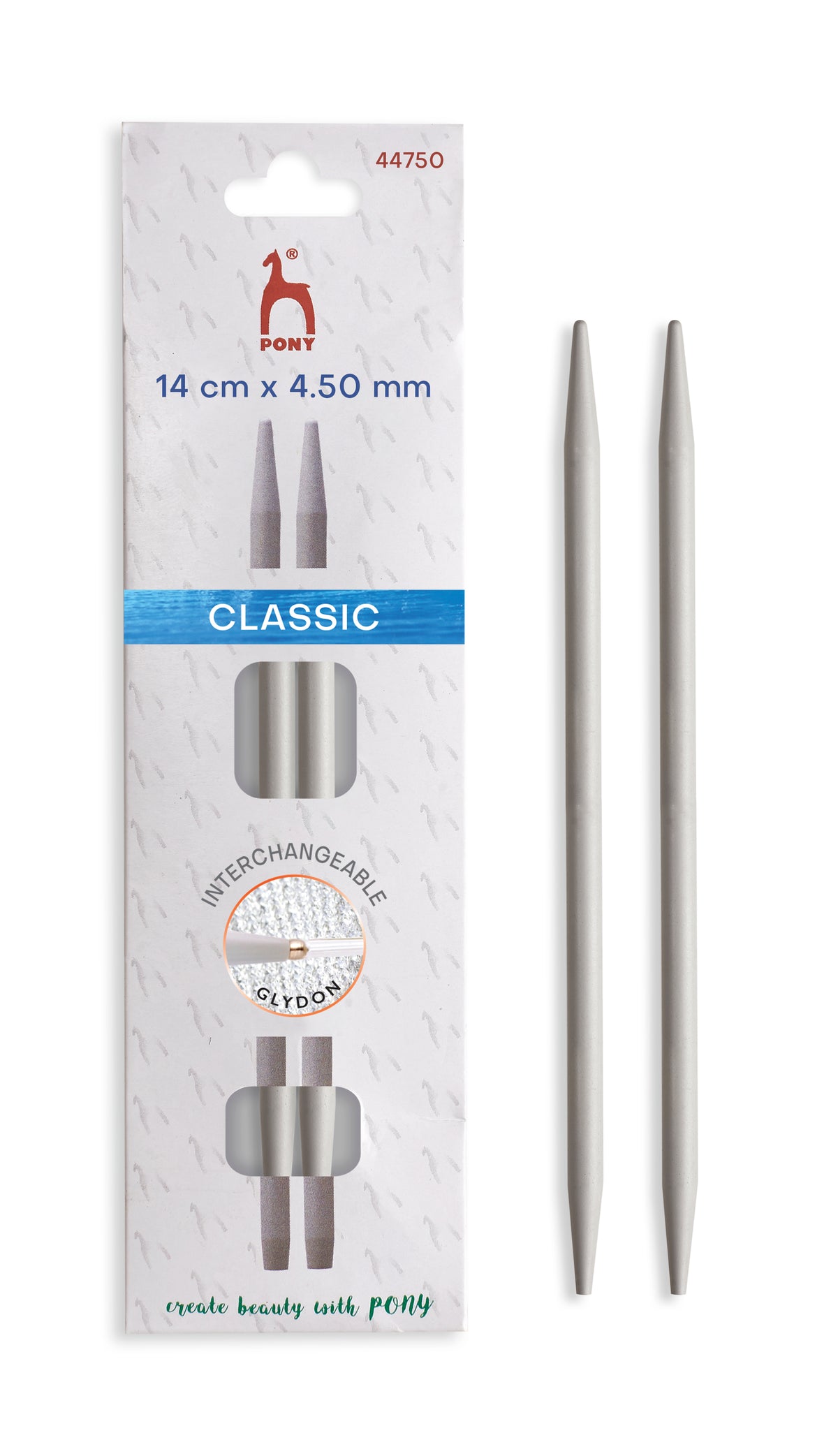 Pony Classic Aluminium Interchangeable Knitting Needle Tips – 10.5 & 14 cm, 14 cm, 4.50 mm