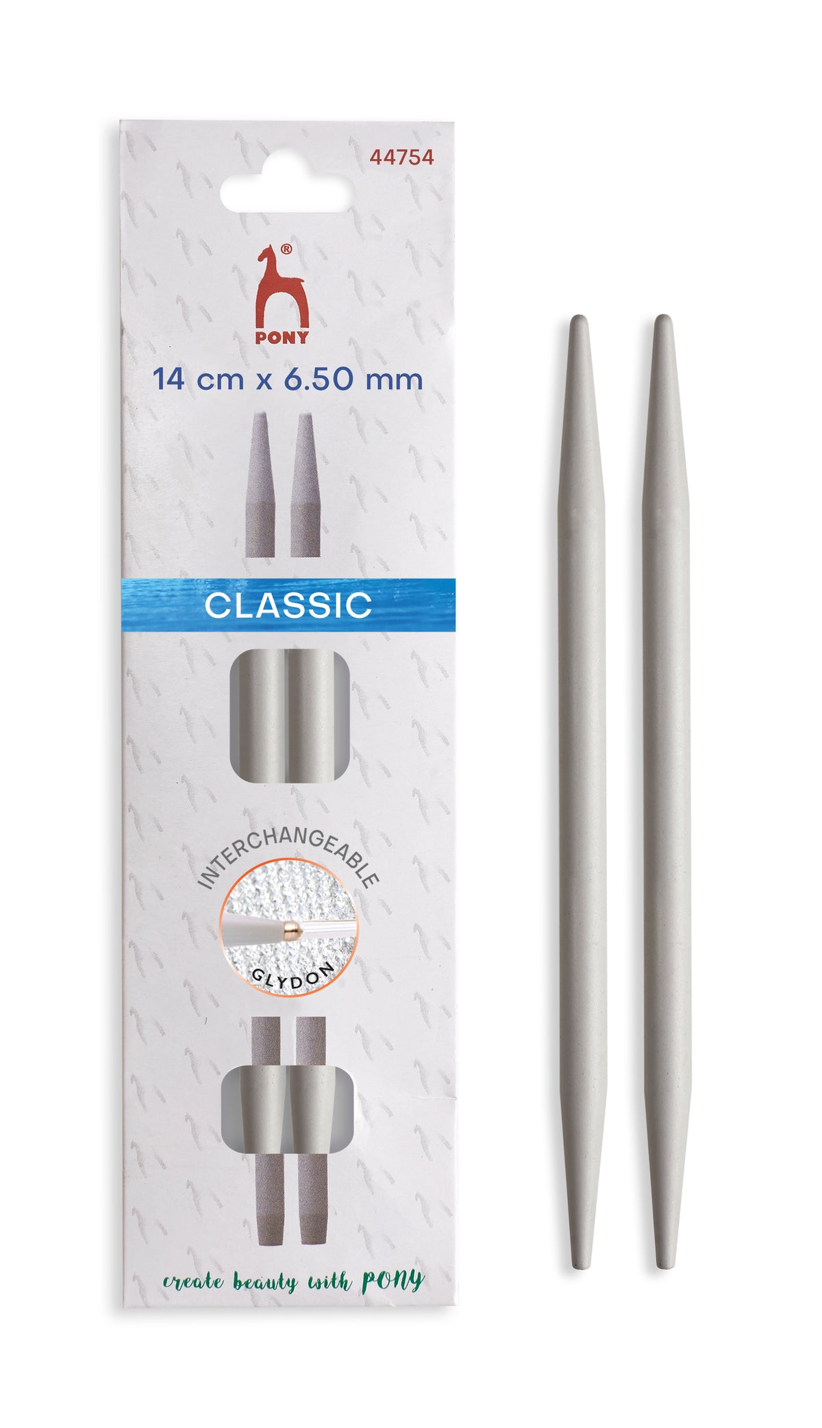 Pony Classic Aluminium Interchangeable Knitting Needle Tips – 10.5 & 14 cm, 14 cm, 6.50 mm