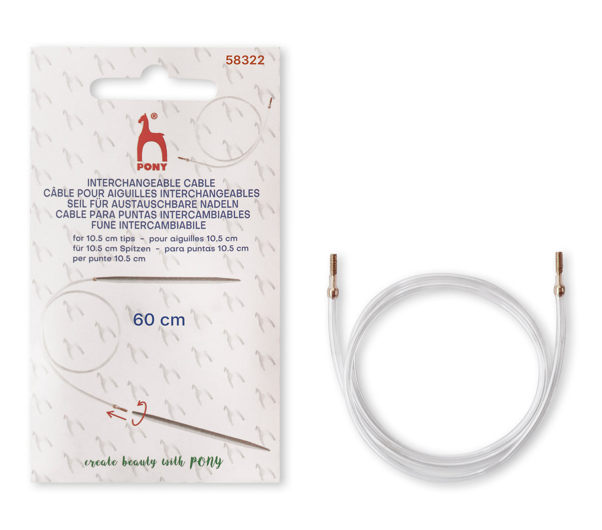 Pony Cables for Interchangeable Knitting Needles, 10.5 cm tips, 60 cm