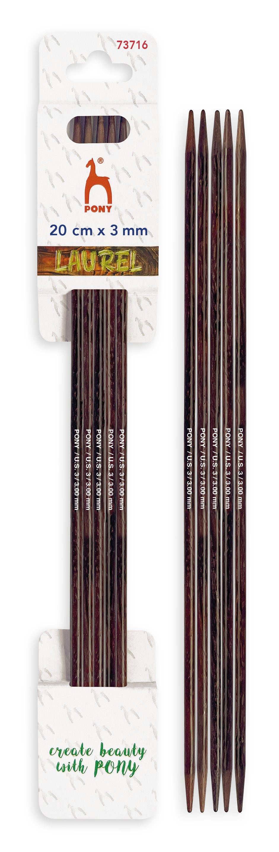 Pony Laurel Double Pointed Knitting Needles – 20 cm, 3.00 mm