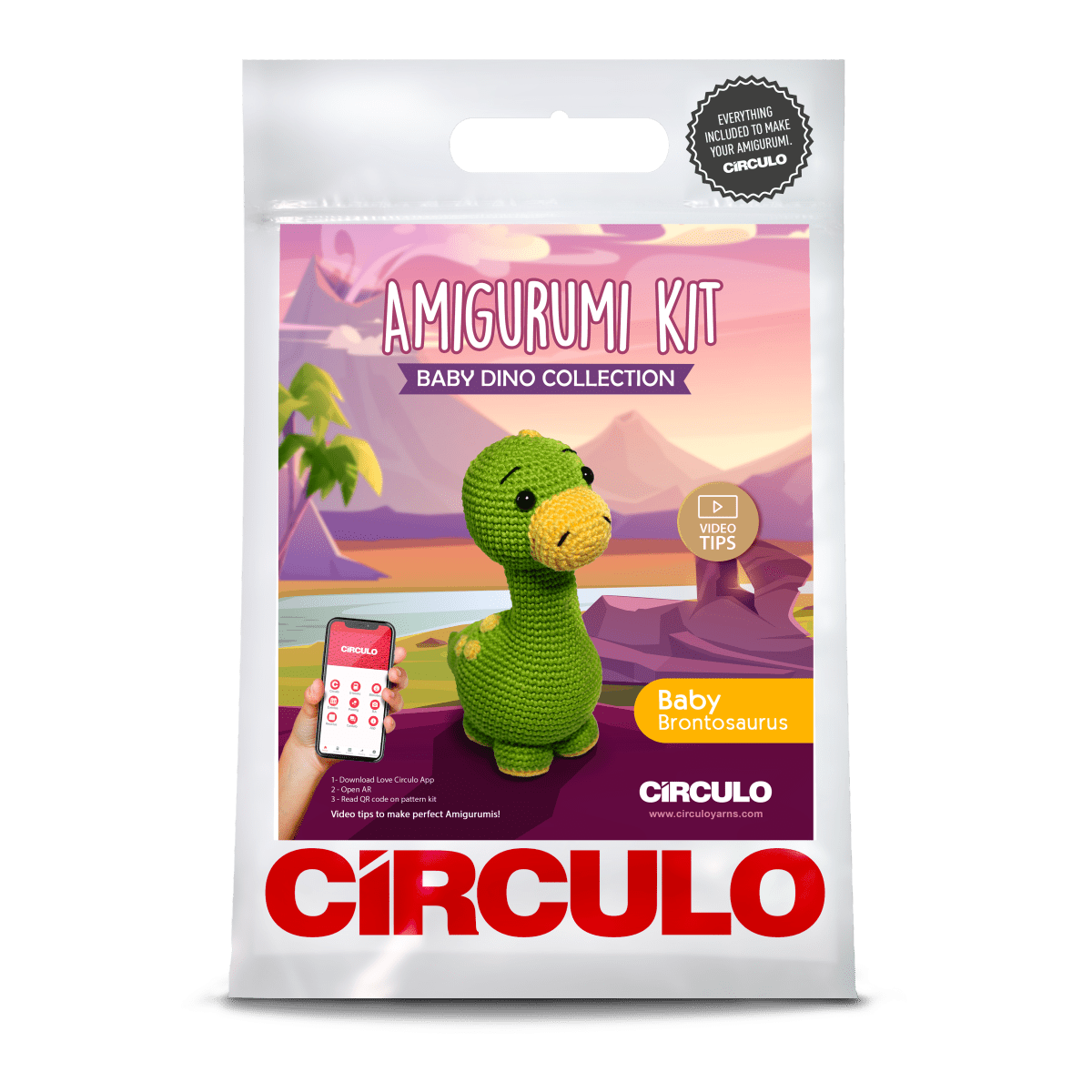 Circulo Amigurumi Kit Baby Dinos Collection - Crochet Kit - Brontosaurus - Leo Hobby