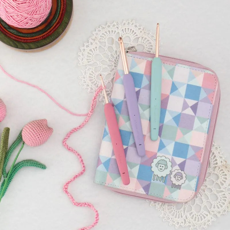 KnitPro VYBE ergonomic crochet hooks with multicolour fabric case