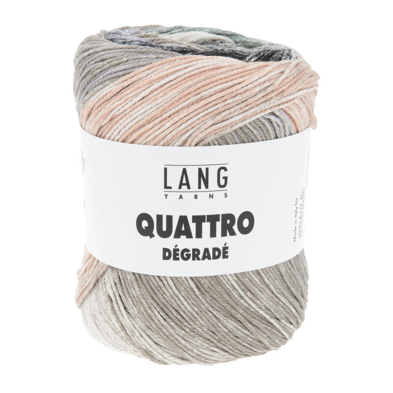 Lang Yarns Quattro Dégradé – 100g / 240m – Black/Greygreen/Lilac (0020)