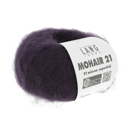 Lang Yarns Mohair 21 Yarn, 375m / 25g – Dark Purple (0090)