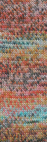 Lang Yarns Move 4-ply – 100g / 400m – Darkgreen/Lightblue/Orange/Rose (0020) – detail