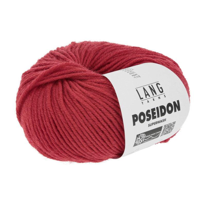 Lang Yarns Poseidon yarn, Red, colour 0060, ball photograph