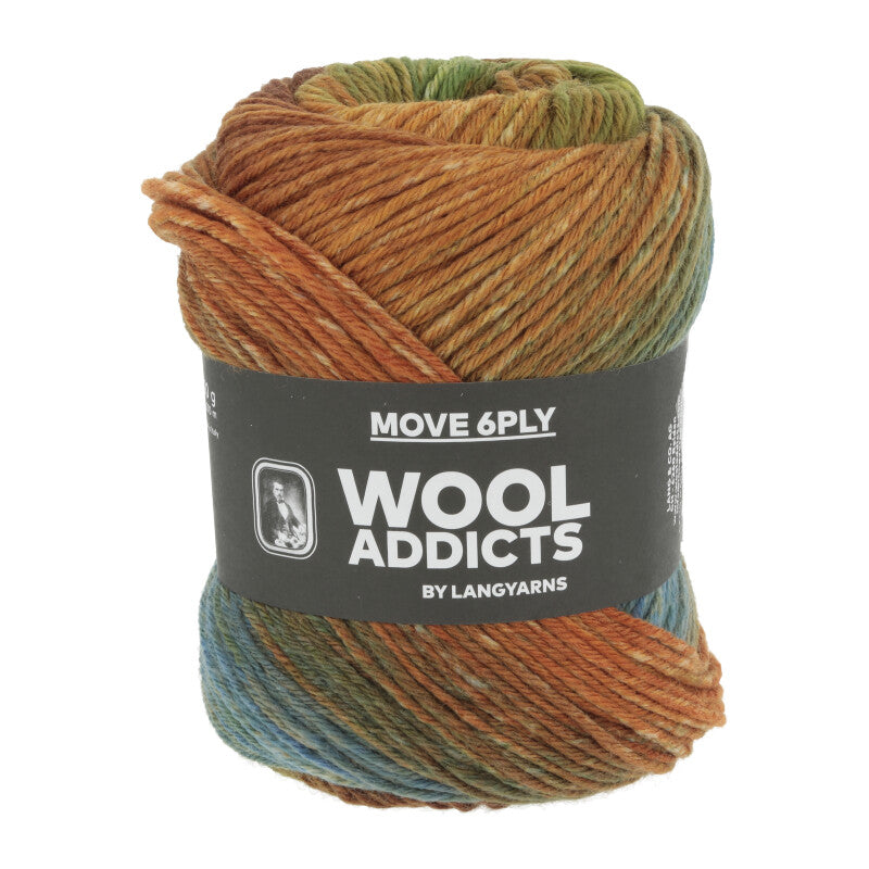Lang Yarns Move 6-ply – 100g / 270m – Orange/Olive/Brown/Blue (0008)