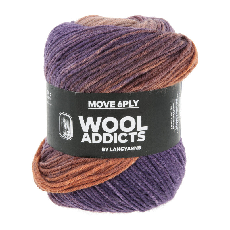 Lang Yarns Move 6-ply – 100g / 270m – Royal Purple/Orange/Sand (0012)