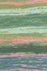Lang Yarns Eternity – 100g / 340m – Green/Olive/Loden Green/Salmon (0005) – detail