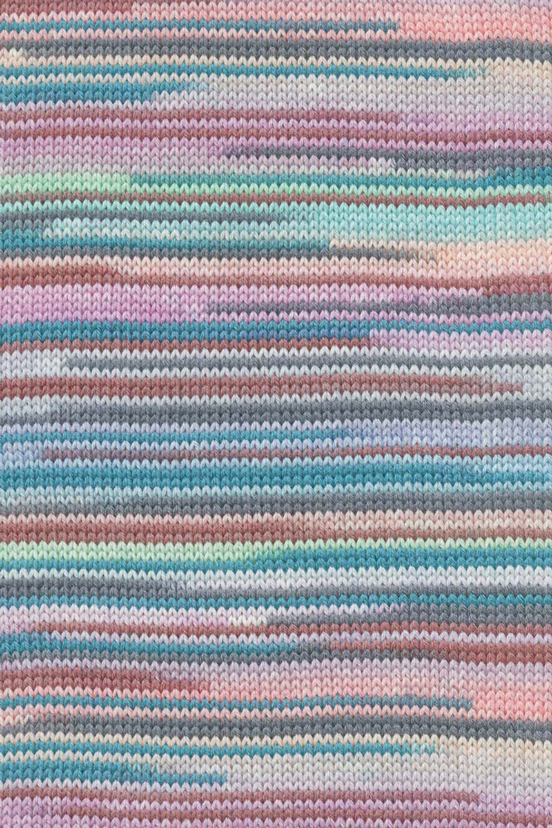 Lang Yarns Merino 200 Bébé Color Yarn, 203m / 50g – Blue/Salmon/Green (0453), yarn texture