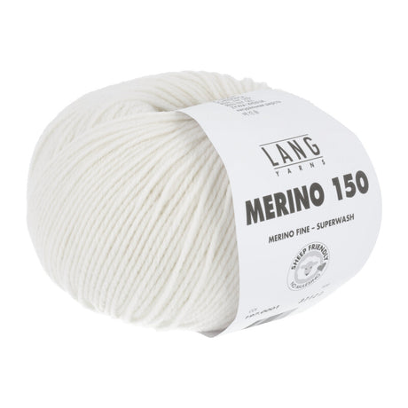 Lang Yarns Merino 150 Yarn, 150m / 50g – White (0001)