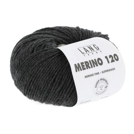 Lang Yarns Merino 120 Yarn, 120m / 50g – Anthracite Mélange (0005)