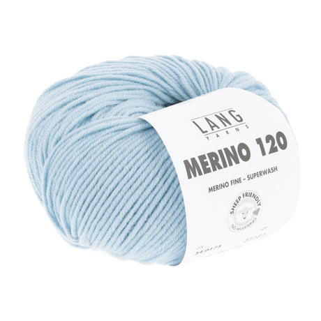 Lang Yarns Merino 120 Yarn, 120m / 50g – Ice Blue (0173)