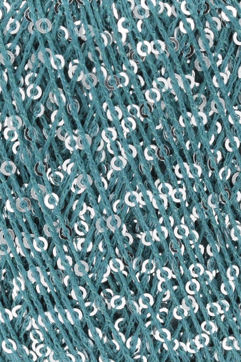 Lang Yarns Paillettes – 25g / 112m – Petrol/Silver (0088) – detail