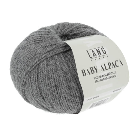 Lang Yarns Baby Alpaca Yarn, 170m / 50g – Grey Mélange (0005)