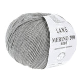 Lang Yarns Merino 200 Bébé Yarn, 203m / 50g – Light Grey Mélange (0303)