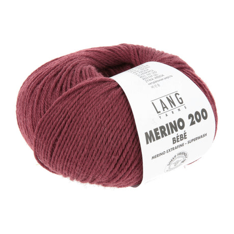 Lang Yarns Merino 200 Bébé Yarn, 203m / 50g – Dark Red (0361)