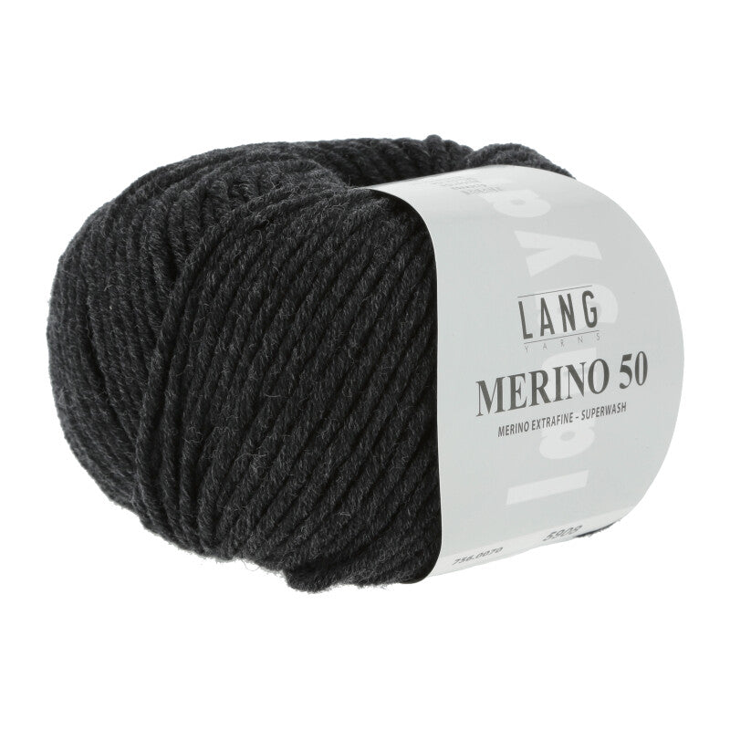 Lang Yarns Merino 50 – 100g / 90m – Anthracite Mélange (0070)