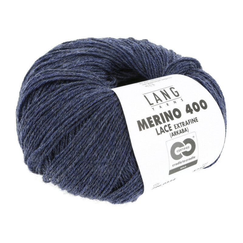 Lang Yarns Merino 400 Lace – 25g / 200m – Dark Jeans Mélange (0334)