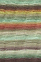 Lang Yarns Mille Colori Baby – 50g / 190m – Light Turquoise/Eggplant/Melon (0219) – detail