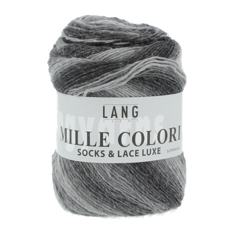 Lang Yarns Mille Colori Socks & Lace Luxe – 100g / 400m – Light Grey/Anthracite-Silver (0003)