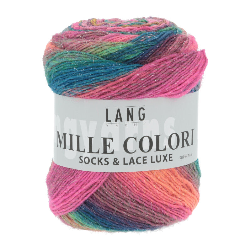 Lang Yarns Mille Colori Socks & Lace Luxe – 100g / 400m – Multicolour Pink/Blue (0050)