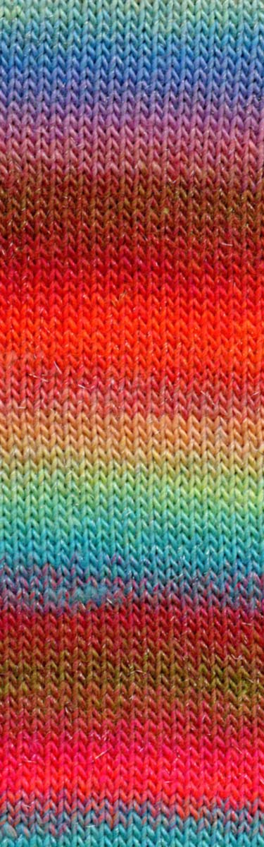Lang Yarns Mille Colori Socks & Lace Luxe – 100g / 400m – Multicolour Light Blue/Red/Brown (0051) – detail