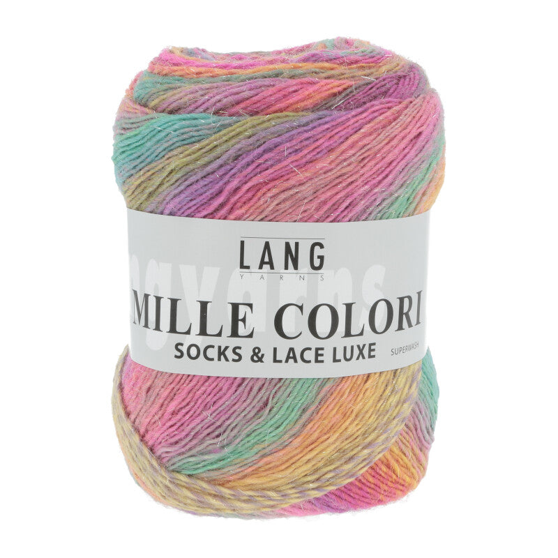 Lang Yarns Mille Colori Socks & Lace Luxe – 100g / 400m – Multicolour Pink/Mint/Yellow (0053)