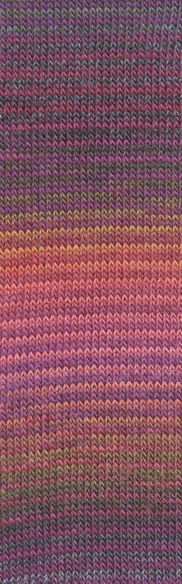 Lang Yarns Mille Colori Socks & Lace Luxe – 100g / 400m – Bordeaux/Dark Green/Salmon (0204) – detail