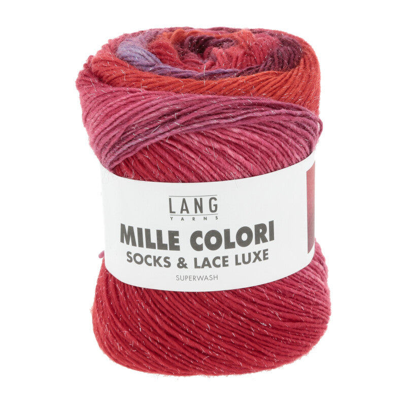 Lang Yarns Mille Colori Socks & Lace Luxe – 100g / 400m – Red/Dark Red/Lavender (0217)