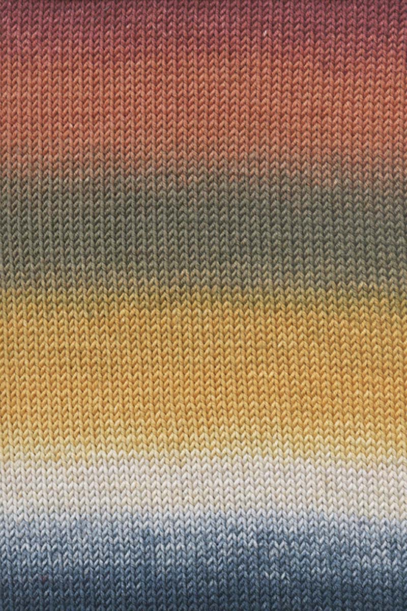 Lang Yarns Merino+ Color – 100g / 180m – Blue/Orange/Brick (0201) – detail